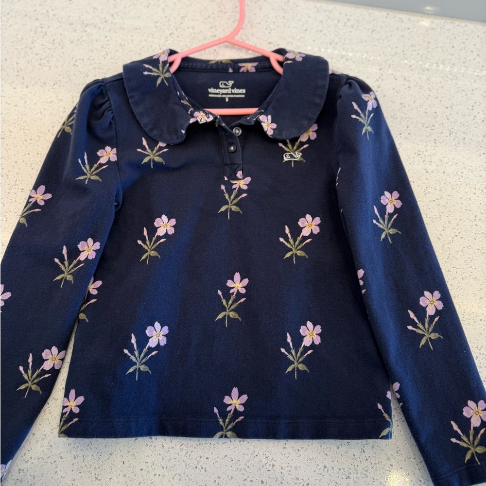 Vineyard Vines Navy Floral Kids Shirt